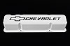 Die-Cast Slant-Edge Valve Covers for 1958-1986 Small Block Chevy with Chevrolet/Bowtie Raised Emblem in White Finish - image 2