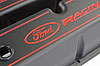 Die-Cast Aluminum Tall Valve Covers for Small Block Ford 289-302-351W in Black Crinkle Finish with Red Ford Racing Emblem - image 2