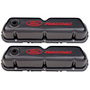 Stamped Steel Tall Valve Covers for Small Block Ford 289-302-351W in Carbon-Style Finish with Red Ford Racing Emblem - image 1