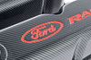 Stamped Steel Tall Valve Covers for Small Block Ford 289-302-351W in Carbon-Style Finish with Red Ford Racing Emblem - image 2