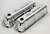 Stamped Steel Tall Valve Covers for Small Block Ford 289-302-351W in Chrome Finish with Black Ford Racing Emblem - image 1