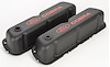 Stamped Steel Tall Valve Covers for Small Block Ford 289-302-351W in Black Crinkle Finish with Red Ford Cobra Emblem - image 1