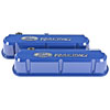 Slant-Edge Tall Aluminum Valve Covers for Small Block Ford 289-302-351W in Ford Blue Finish with Raised Ford Racing Emblem - image 3