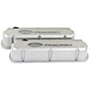 Slant-Edge Tall Aluminum Valve Covers for Small Block Ford 289-302-351W in Cast Gray Crinkle with Raised Ford Racing Emblem - image 3