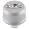 Push-In Aluminum Valve Cover Air Breather Cap with Raised & Machined Oval Ford Emblem in Cast Gray Crinkle Finish - image 1