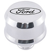 Push-In Aluminum Valve Cover Air Breather Cap with Recessed Black Oval Ford Emblem in Polished Finish - image 1