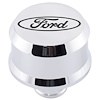 Push-In Aluminum Valve Cover Air Breather Cap with Recessed Black Oval Ford Emblem in Chrome Finish - image 1