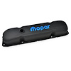 Slant-Edge Tall Stamped Steel Valve Covers for Big Block Chrysler [Black, Recessed Blue Mopar Emblem] - image 1