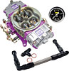 Race Series 650 CFM Drag Race Gasoline Carburetor Kit w/Black -8AN Dual Feed Fuel Line and Gauge - image 1