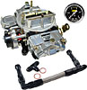 Street Series Vacuum Secondary Carburetor Kit 650 cfm Electric Choke with -6AN Black Duel Feed Fuel Line & Gauge - image 1
