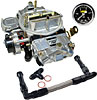 Street Series Vacuum Secondary Carburetor Kit 750 cfm Electric Choke with -6AN Black Duel Feed Fuel Line & Gauge - image 1
