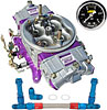 Race Series 1050 CFM Drag Race Gasoline Carburetor Kit w/Blue/Red -8AN Dual Feed Fuel Line and Gauge