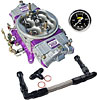 Race Series 1050 CFM Drag Race Gasoline Carburetor Kit w/Black -8AN Dual Feed Fuel Line and Gauge