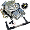 Street Series Mechanical Secondary Carburetor Kit 650 cfm Electric Choke with -6AN Black Duel Feed Fuel Line & Gauge - image 1