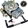 Street Series Mechanical Secondary Carburetor Kit 750 cfm Electric Choke with -6AN Black Duel Feed Fuel Line & Gauge - image 1