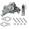 High-Flow Aluminum Long Water Pump Kit for Small Block Chevy Includes: Satin Water Pump, Gaskets, Bolts, & RTV - image 1