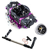 Race Series 750 CFM Drag Race Gasoline Carburetor Kit [Black Teflon Finish] w/-6AN Dual Feed Fuel Line and Gauge - image 1
