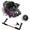 Street Series Mechanical Secondary Carburetor Kit 750 cfm in Black Diamond Finish with -6AN Dual Feed Fuel Line and Gauge - image 1