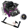 Street Series Mechanical Secondary Carburetor Kit 850 cfm in Black Diamond Finish with -6AN Dual Feed Fuel Line and Gauge - image 1