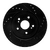 E-Line Drilled & Slotted Black Brake Rotor, 2006-2017 Suzuki, Position: Front Left
