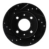 E-Line Drilled & Slotted Black Brake Rotor, 1989-1998 Kia/Hyundai/Genesis, Position: Front Left - image 1