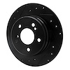 E-Line Drilled & Slotted Black Brake Rotor, 2001-2003 Kia/Hyundai/Genesis, Position: Front Left - image 1