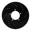 E-Line Drilled & Slotted Black Brake Rotor, 1990-2016 Land Rover, Position: Front Left