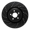 E-Line Drilled & Slotted Black Brake Rotor, 2003-2020 Fits Multiple Makes/Models, Position: Front Left - image 1