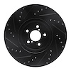 E-Line Drilled & Slotted Black Brake Rotor, 2005-2018 Subaru, Position: Front Right - image 1
