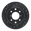 E-Line Drilled & Slotted Black Brake Rotor, 1964-1994 Alfa Romeo, Position: Rear Left