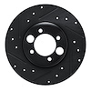 E-Line Drilled & Slotted Black Brake Rotor, 1962-1987 Jaguar, Position: Rear Left
