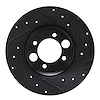 E-Line Drilled & Slotted Black Brake Rotor, 1962-1987 Jaguar, Position: Rear Right