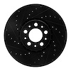 E-Line Drilled & Slotted Black Brake Rotor, 2003-2014 Volvo, Position: Front Left - image 1