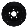 E-Line Drilled & Slotted Black Brake Rotor, Fits Select Volvo, Position: Rear Left