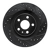 E-Line Drilled & Slotted Black Brake Rotor, Fits Select Volvo, Position: Rear Right