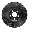 E-Line Drilled & Slotted Black Brake Rotor, Fits Select Fits Multiple Makes/Models, Position: Rear Left