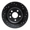 E-Line Drilled & Slotted Black Brake Rotor, Fits Select Volvo, Position: Rear Right