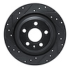 E-Line Drilled & Slotted Black Brake Rotor, Fits Select Volvo, Position: Rear Left - image 1