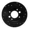 E-Line Drilled & Slotted Black Brake Rotor, 1971-1989 Peugeot, Position: Rear Left