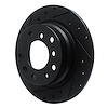 E-Line Drilled & Slotted Black Brake Rotor, 1969-1981 BMW, Position: Rear Left