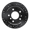 E-Line Drilled & Slotted Black Brake Rotor, 1981-1986 BMW, Position: Rear Left