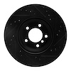 E-Line Drilled & Slotted Black Brake Rotor, 2006-2012 BMW, Position: Front Left
