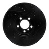 E-Line Drilled & Slotted Black Brake Rotor, 2012-2021 BMW, Position: Front Left
