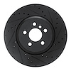 E-Line Drilled & Slotted Black Brake Rotor, Fits Select BMW, Position: Front Right