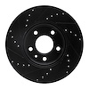E-Line Drilled & Slotted Black Brake Rotor, Fits Select GM, Position: Front Right