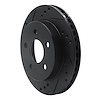 E-Line Drilled & Slotted Black Brake Rotor, 1990-1992 Ford/Lincoln/Mercury/Mazda, Position: Rear Left - image 1