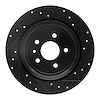 E-Line Drilled & Slotted Black Brake Rotor, 2013-2020 Ford/Lincoln/Mercury/Mazda, Position: Rear Right - image 1