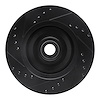 E-Line Drilled & Slotted Black Brake Rotor, 1984-1987 Ford/Lincoln/Mercury/Mazda, Position: Front Right - image 1