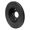 E-Line Drilled & Slotted Black Brake Rotor, 1998-2021 Acura/Honda, Position: Front Left
