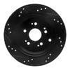 E-Line Drilled & Slotted Black Brake Rotor, 2005-2018 Acura/Honda, Position: Rear Right - image 1